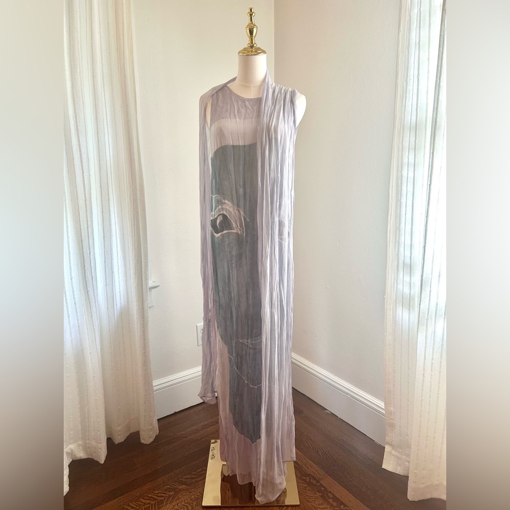 BRAND NEW Zara Lavender Dress and Scarf with Artistic Print
